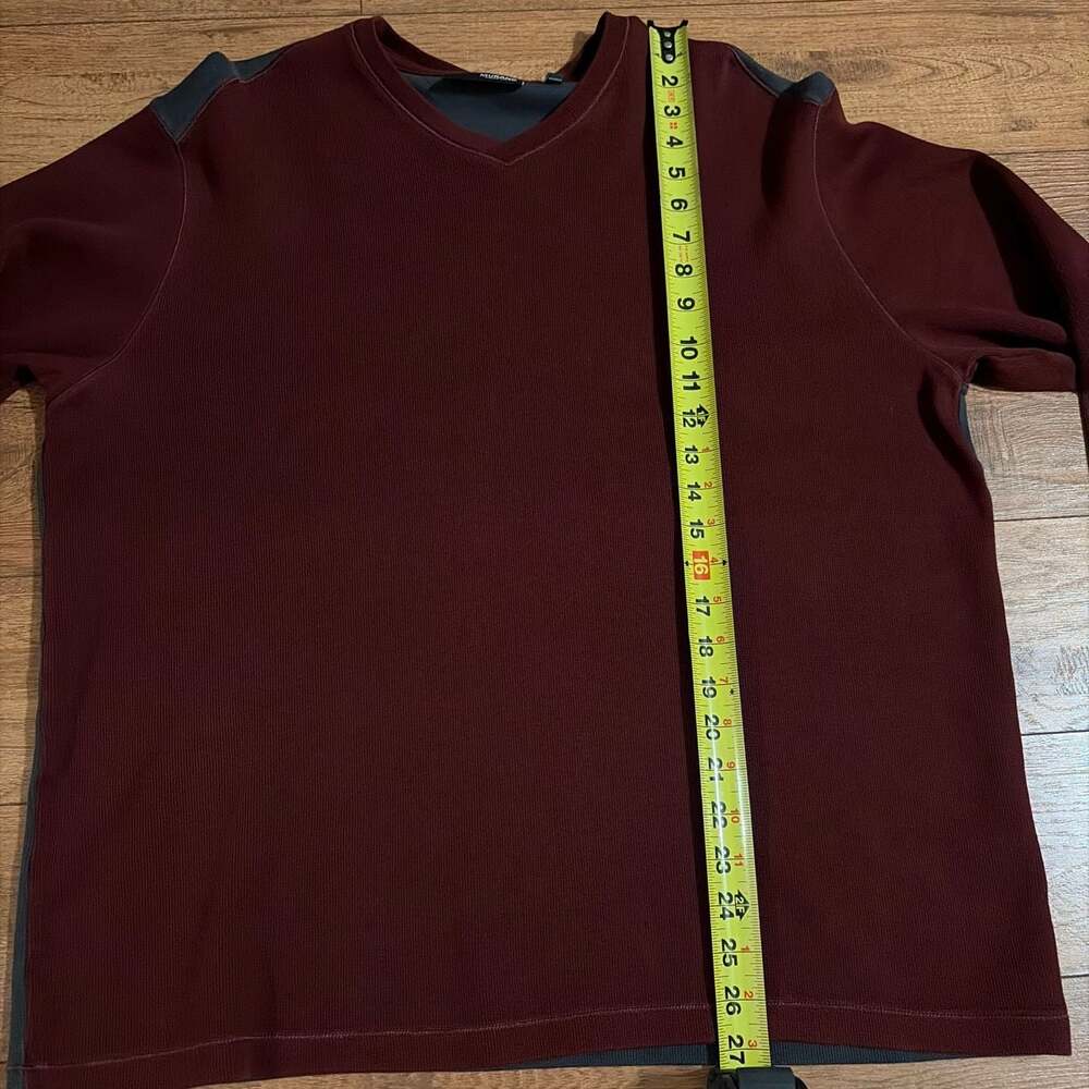 Murano Liquid Luxury Men's Maroon & Gray Long Sleeve V-Neck Pullover Shirt XL - Picture 7 of 7